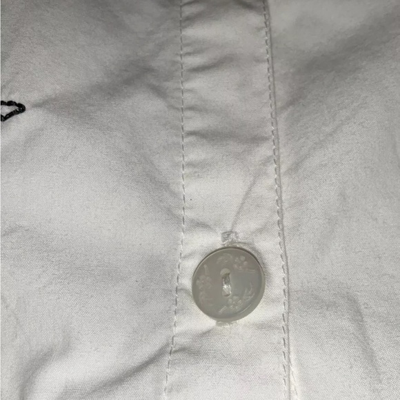 JM Collection Women Blouse Shirt Top 8 Ivory Button-Down Embroidered Floral - Picture 7 of 11